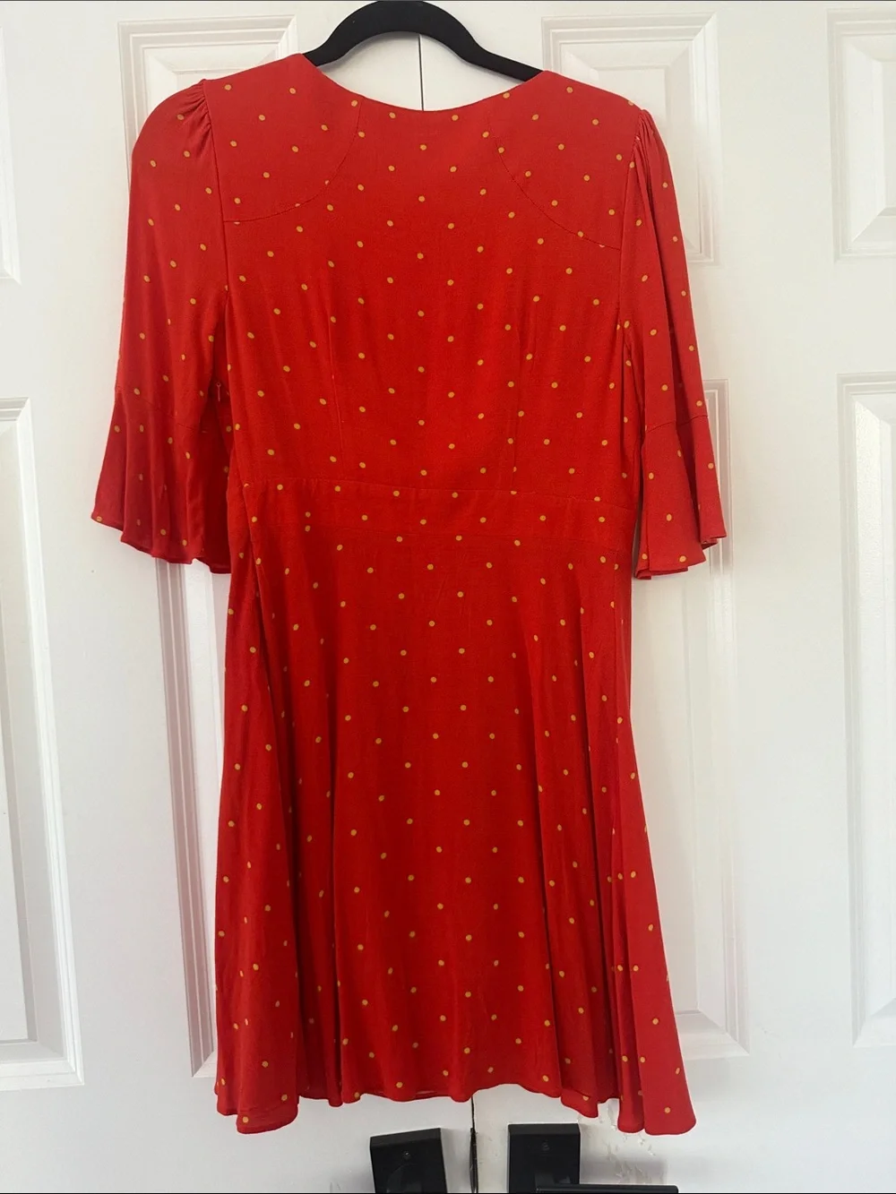 Free People Red Mini Dress with Yellow Polka Dots Small